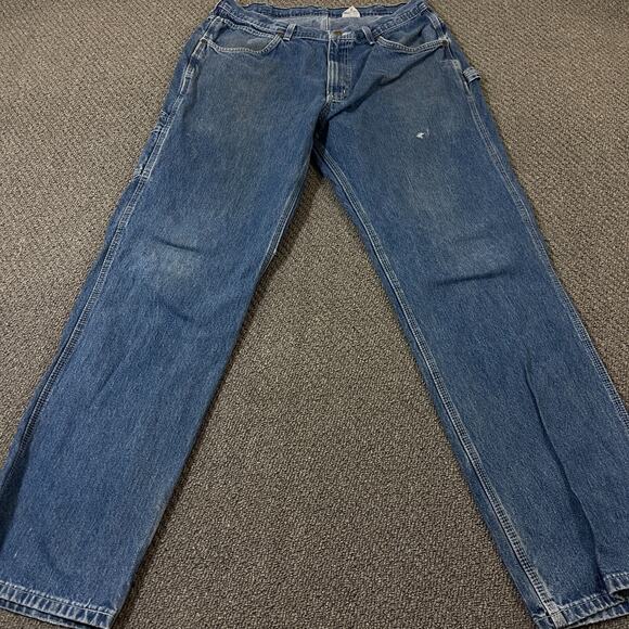 Key Jeans Mens 36x34 Blue Carpenter Outdoor Workwear Flawed